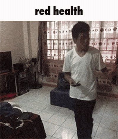 Man In White Shirt Dancing Red Health GIF