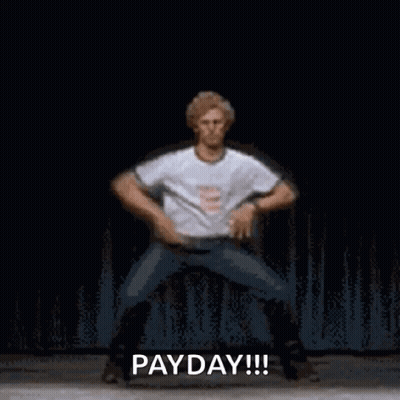 Man In White Shirt Dancing Saying Payday GIF