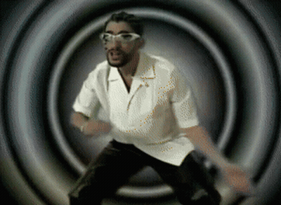 Man In White Shirt Glasses Dancing Dark Room GIF