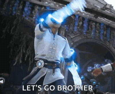 Man In White Shirt Holding Sword Lets Go Brother GIF