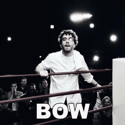 Man In White Shirt In Boxing Ring Saying Bow GIF