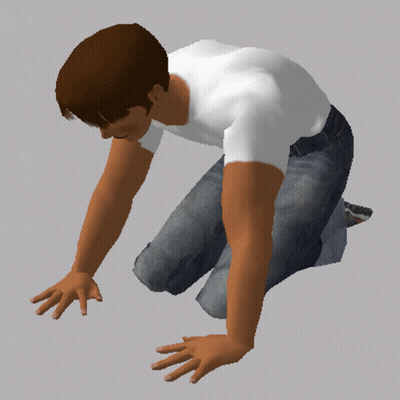 Man in White Shirt Kneeling