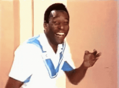 Man In White Shirt Laughing And Waving Blue Collar GIF