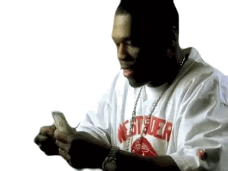 Man In White Shirt Looking At Phone Sticker