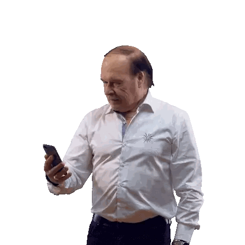 Man In White Shirt Looking At Phone Sticker