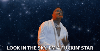 Man In White Shirt Looking Up And Saying Im A Star GIF