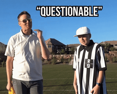 Man In White Shirt Next To Boy In Striped Shirt Saying Questionable GIF