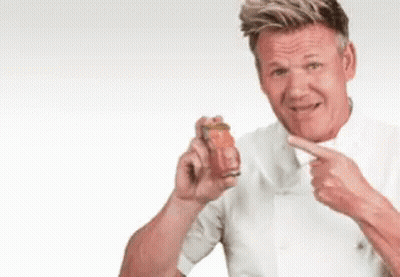 Man In White Shirt Pointing At Food GIF