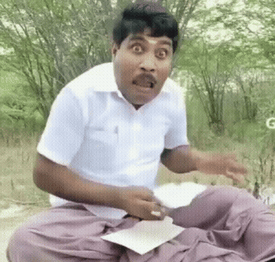 Man In White Shirt Purple Pants Mouth Open GIF