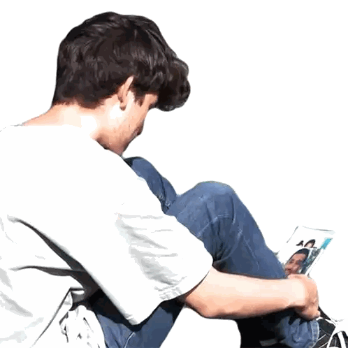 Man In White Shirt Reading Magazine Sticker