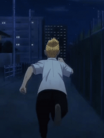 Man In White Shirt Running In Dark Alley GIF
