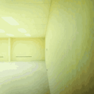 Man In White Shirt Running Through Furniture GIF