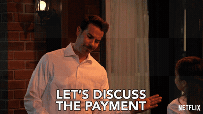 Man In White Shirt Saying Let's Discuss Payment GIF
