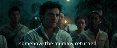 Man In White Shirt Saying The Mummy Returned GIF