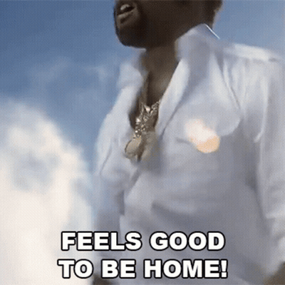 Man In White Shirt Says Feels Good To Be Home GIF