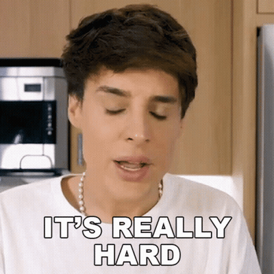 Man In White Shirt Says It's Really Hard Eyes Closed GIF