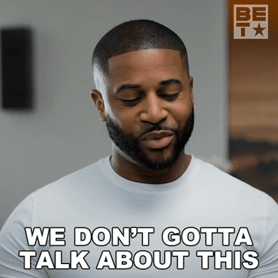 Man In White Shirt Says We Don't Gotta Talk About This GIF