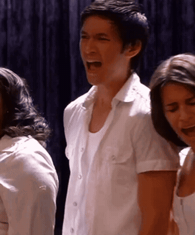 Man In White Shirt Screaming At Woman GIF