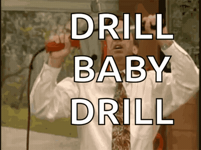 Man In White Shirt Singing Drill Baby Drill GIF