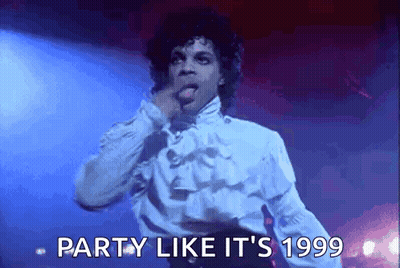 Man In White Shirt Singing Party Like It's 1999 GIF