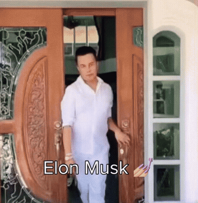 Man In White Shirt Standing In Elon Musk Doorway GIF