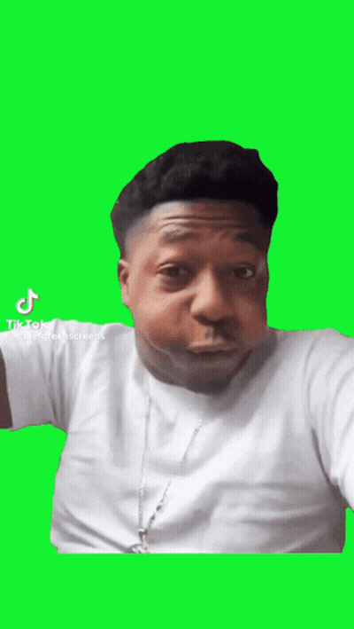 Man In White Shirt Taking Selfie With Green Screen GIF