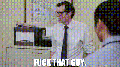 Man In White Shirt Talking To Man Saying Fuck That Guy GIF