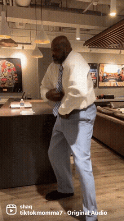Man In White Shirt Tie Dancing With TikTokmoma7 GIF
