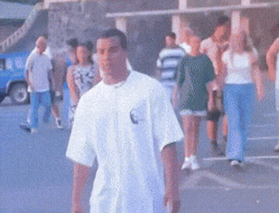 Man In White Shirt With Crescent Moon GIF