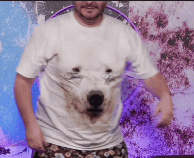 Man In White Shirt With Polar Bear GIF