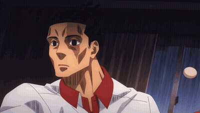 Man In White Shirt With Red Collar Looking Away GIF