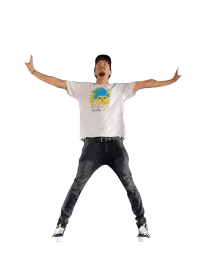 Man In White Shirt With Skull Jumping Sticker
