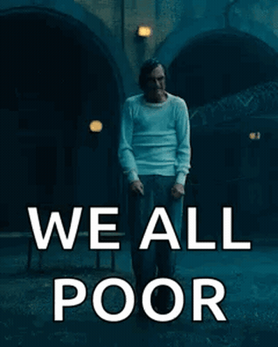 Man In White Shirt With We All Poor GIF