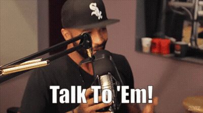 Man In White Sox Hat Talking GIF