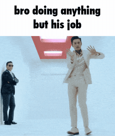Man In White Suit Dancing Saying Bro Doing Anything But His Job GIF