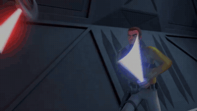 Man In White Suit Holding Green Lightsaber GIF