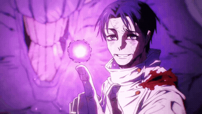 Man In White Suit Holding Purple Sphere GIF