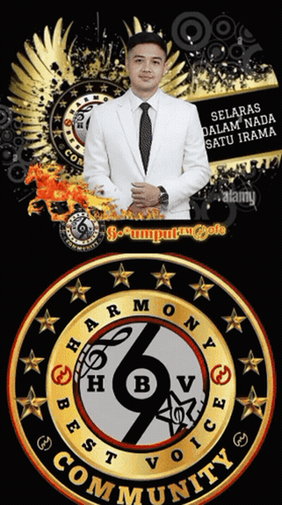 Man In White Suit In Front Of Harmony Best Voice Logo GIF