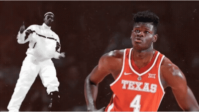 Man In White Suit Next To Man In Texas Jersey GIF