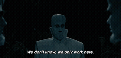 Man In White Suit Says We Don't Know We Only Work Here GIF