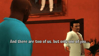 Man In White Suit Talking With And There Are Two Of Us But Only One Of You GIF