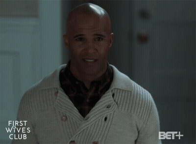 Man In White Sweater Saying First Wives Club GIF