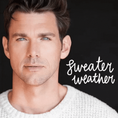 Man In White Sweater Saying Sweater Weather GIF