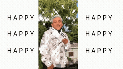 Man In White Sweatshirt Saying Happy GIF