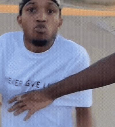 Man In White T-Shirt Saying Never Give Up GIF