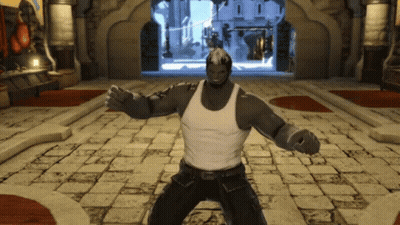 Man In White Tank Top And Black Pants On Brick Floor GIF