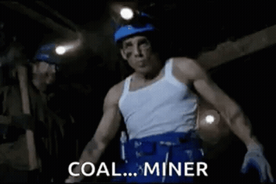 Man In White Tank Top And Blue Pants Saying Coal Miner GIF