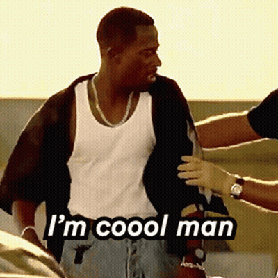 Man In White Tank Top Being Helped By Another Man Saying I'm Cool Man GIF