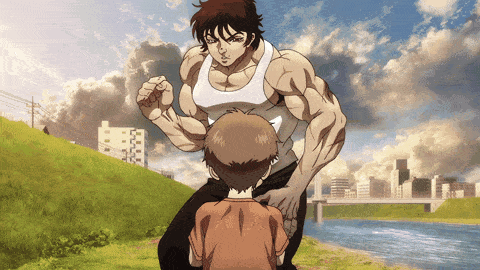 Man In White Tank Top Beside Child GIF