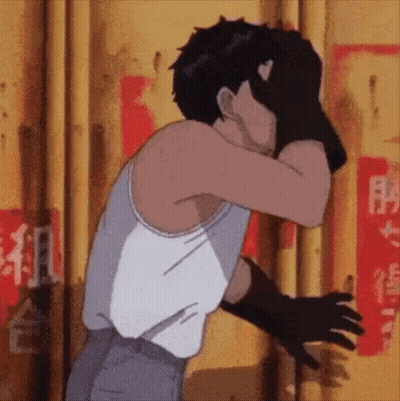 Man In White Tank Top Covering Face GIF